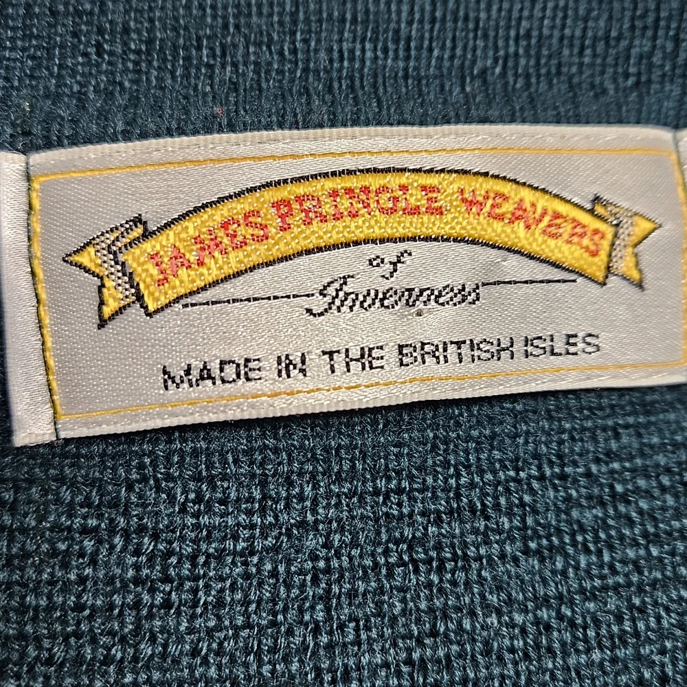 James Pringle Weavers British Isles Womens Wool Cardigan Sweater Knit Green M - Picture 9 of 15